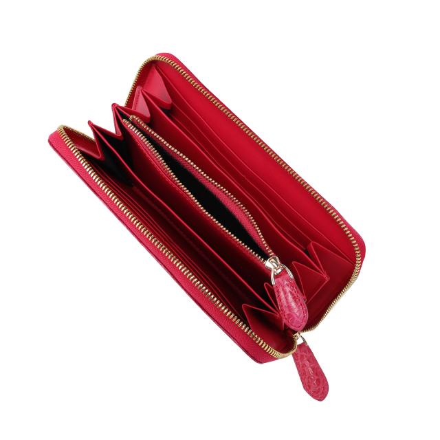 希少本革】送料無料 クロコダイル本革 シャイニング ピンク 長財布